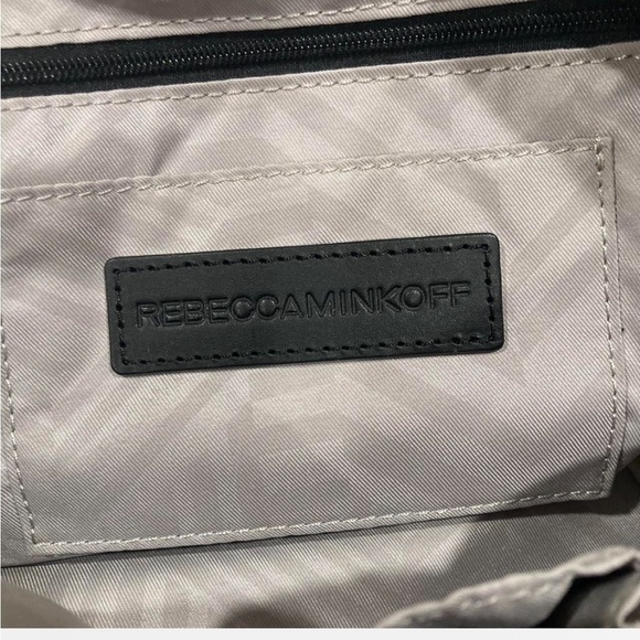 Rebecca Minkoff Moto Grey Pebble Leather Zippered Crossbody Bag - Picture 7 of 8